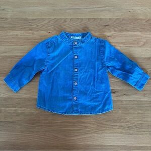 Boutchou Vibrant Blue Mandarin Collar Shirt